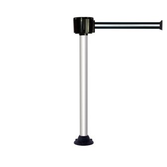 Poteau alu anodisé à sangle grande longueur noir/argent 12m x 50mm sur socle fixe - Novap