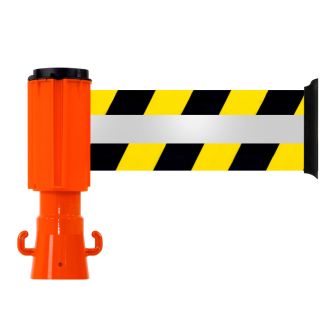 Dérouleur de sangle 100mmx3m Jaune/Noir Rétroréfléchissant - Novap