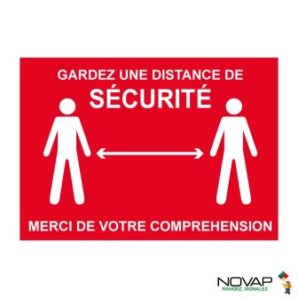 Panneau Garder une distance de sécurité - Rouge - Rigide A4 - Novap