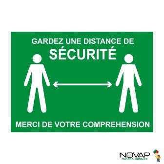 Panneau Garder une distance de sécurité - Vert - Rigide A4 - Novap