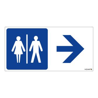 Panneau Toilettes H/F flèche à droite - Rigide 960x480mm - 4000237