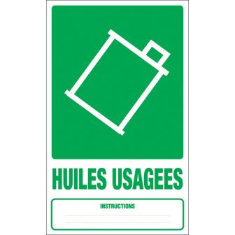 Panneau Dechets huiles usagées - Rigide 330x200mm - 4000657