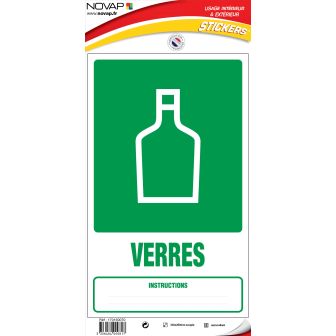 Panneau Dechets verre (tri sélectif) - Vinyle adhésif 330x200mm - 4000817