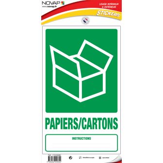 Panneau Dechets papiers / cartons - Vinyle adhésif 330x200mm - 4000824