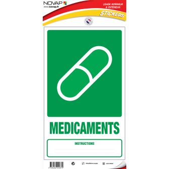 Panneau Dechets médicaments - Vinyle adhésif 330x200mm - 4000879