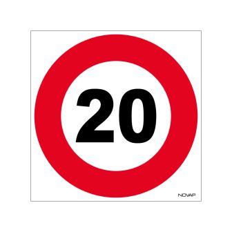 Panneau Limite de vitesse à 20 km/h - Rigide 480x480mm - 4010113