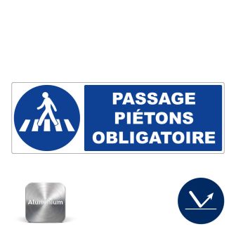 Panneau Passage Piétons obligatoire - Classe 1 - Alu 450x150mm - Novap