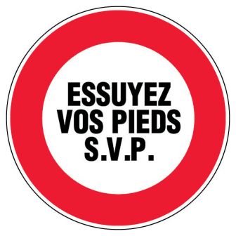 Panneau Essuer vos pieds SVP - Rigide Ø80mm - 4020129