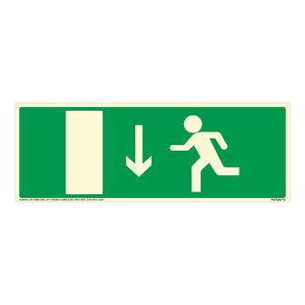 Panneau photoluminescent Sortie de secours en bas - Rigide 330x120mm - 4030944