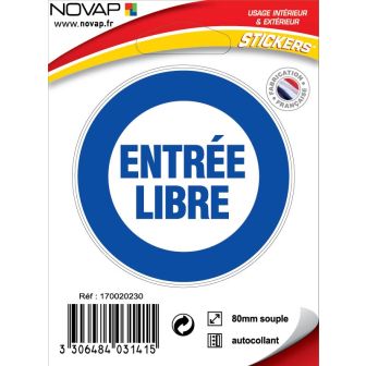 Panneau Entrée libre - Vinyle adhésif Ø80mm - 4031415