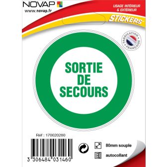 Panneau Sortie de secours - Vinyle adhésif Ø80mm - 4031460
