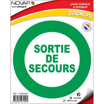 Panneau Sortie de secours - Vinyle adhésif Ø180mm - 4031569