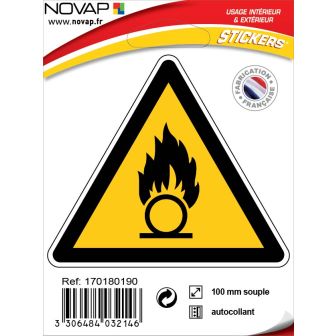 Panneau Danger matières comburantes - Adhésif Triangle 100mm - 4032146