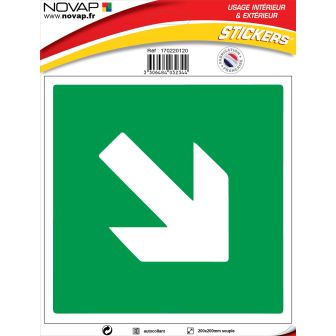 Panneau Flèche directionnelle sur fond vert - Vinyle adhésif 200x200mm - 4032344