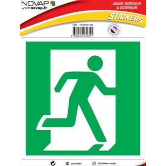 Panneau Sortie à utiliser en cas d'urgence droite - Vinyle adhésif 200x200mm - 4032351