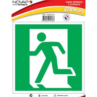 Panneau Sortie à utiliser en cas d'urgence gauche - Vinyle adhésif 200x200mm - 4032368