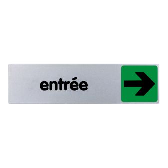 Plaque de porte Entrée flèche droite - couleur 170x45mm - 4032870