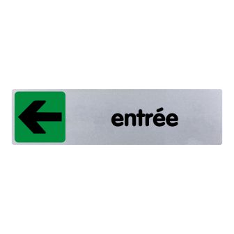 Plaque de porte Entrée flèche gauche - couleur 170x45mm - 4032887