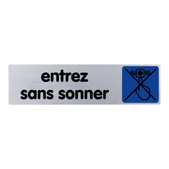 Plaque de porte Entrez sans sonner - couleur 170x45mm - 4032955