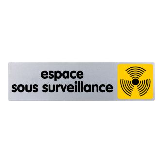 Plaque de porte Espace sous surveillance - couleur 170x45mm - 4032979