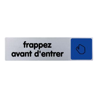 Plaque de porte Frappez avant d'entrer - couleur 170x45mm - 4033136