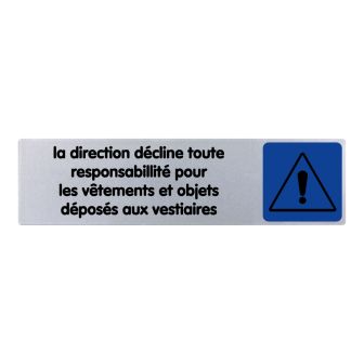 Plaque de porte La direction décline toute responsabilité - couleur 170x45mm - 4033211