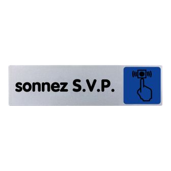 Plaque de porte Sonnez SVP - couleur 170x45mm - 4033570