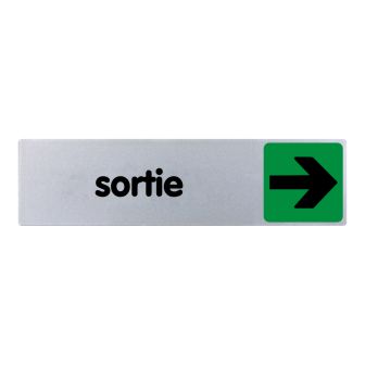 Plaque de porte Sortie flèche à droite - couleur 170x45mm - 4033594