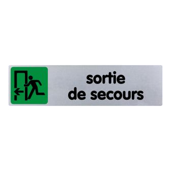 Plaque de porte Sortie de secours flèche gauche - couleur 170x45mm - 4033648