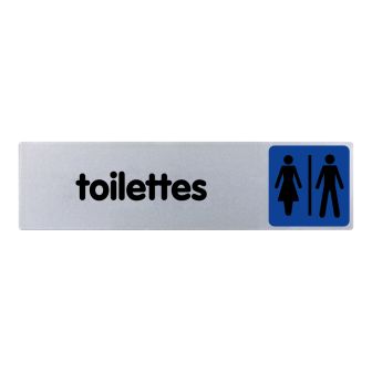 Plaque de porte Toilettes H/F - couleur 170x45mm - 4033686