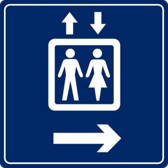 Plaque de porte Ascenseur flèche à droite - couleur 90x90mm - 4033808