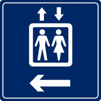 Plaque de porte Ascenseur flèche à gauche - couleur 90x90mm - 4033815
