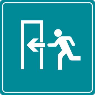Plaque de porte Sortie de secours flèche gauche - couleur 90x90mm - 4033914