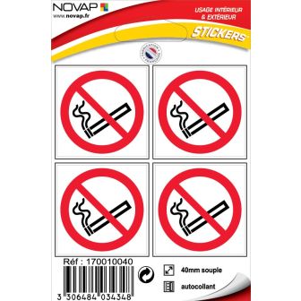 Planche de 4 poses Ø 40mm Défense de fumer - 4034348