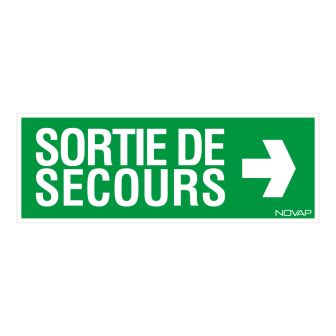 Panneau Sortie de secours flèche droite (texte) - Rigide 330x120mm - 4035543