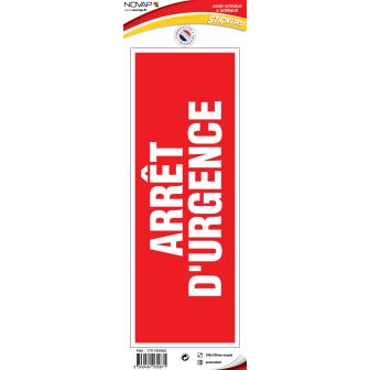 Panneau Arret d'urgence - Vinyle adhésif 330x120mm - 4035871