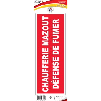 Panneau Chaufferie mazout défense de fumer - Vinyle adhésif 330x120mm - 4036021