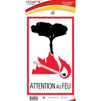 Panneau Attention au feu - Vinyle adhésif 330x200mm - 4036069