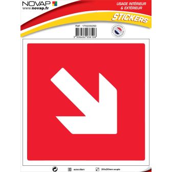 Panneau Fléche en bas sur fond rouge - Vinyle adhésif 200x200mm - 4036106