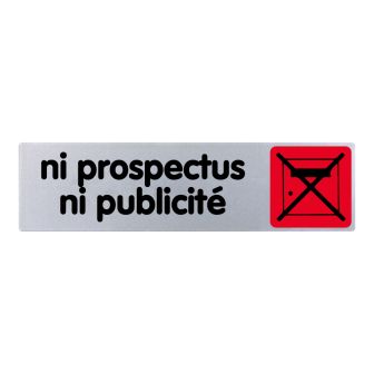 Plaque de porte Ni prospectus ni publicité - couleur 170x45mm - 4036472