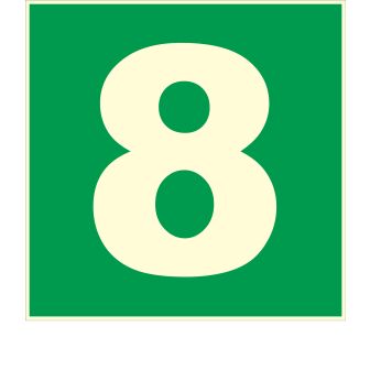N°8 photoluminescents - 200x200mm - Rigide Vert - 4036823