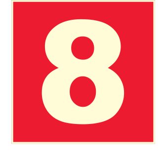 N°8 photoluminescents - 200x200mm - Rigide Rouge - 4036922