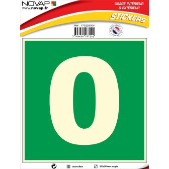 N°0 photoluminescents - 200x200mm - Adhésif Vert - 4037202