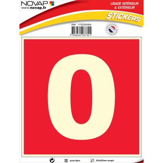 N°0 photoluminescents - 200x200mm - Adhésif Rouge - 4037301