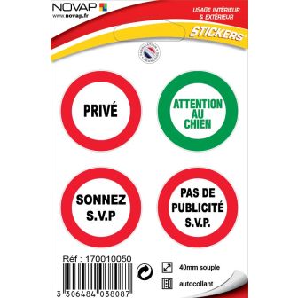 Planche de 4 Stickers Ø 40mm - Spécial boite aux lettres - 4038087