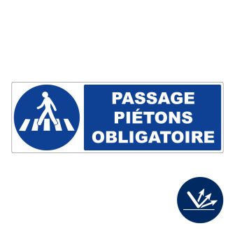 Panneau Passage Piétons obligatoire - Classe 2 - 450x150 mm - Novap