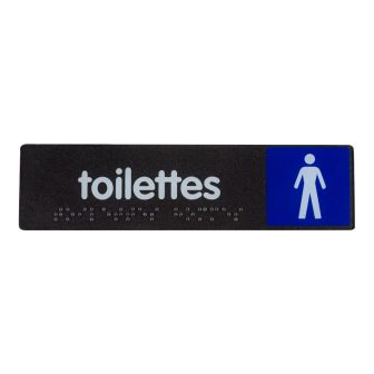 Plaque de porte toilettes hommes- Braille - 170x45mm - Novap