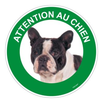 Panneau Attention au chien Bouledogue français - Rigide Ø180mm - 4040462