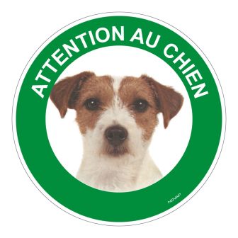 Panneau Attention au chien Parson jack russel terrier - Rigide Ø180mm - 4040486