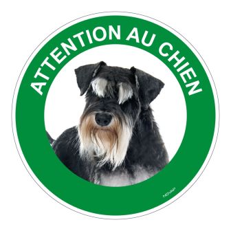 Panneau Attention au chien Schnauzer nain - Rigide Ø180mm - 4040493